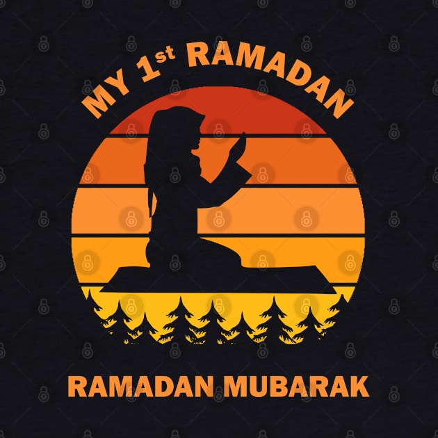 My First Ramadan 1st Ramadan Mubarak Ramadan Kareem Woman Prays Dawn Dusk Gift by Amazing Arts